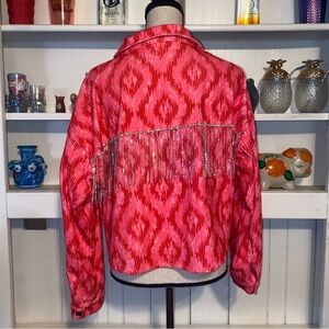 Savanna Jane Pink‎ Corduroy Rhinestone Fringe Jacket Small NEW $76